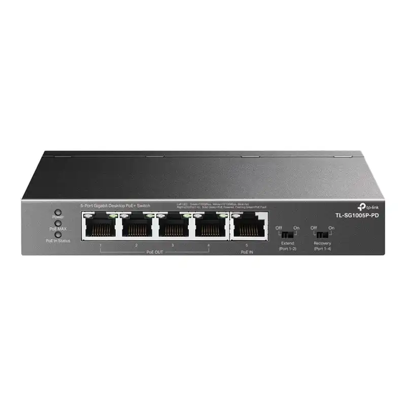 5-Port Gigabit Desktop Switch with 1-Port PoE++ In and 4-Port PoE+ OutPORT: 4× Gigabit PoE+ Out Ports... (TL-SG1005P-PD)_1